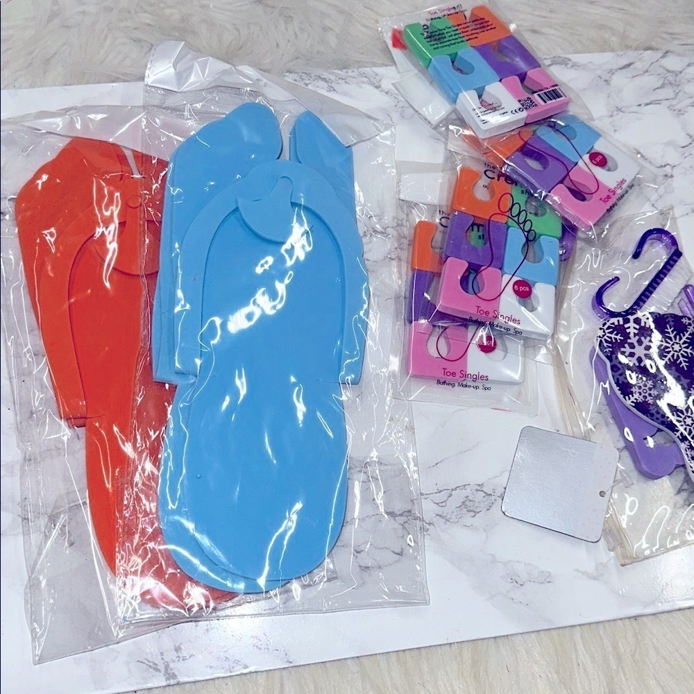 Colorful Pedicure Toe Separators and Slippers Set